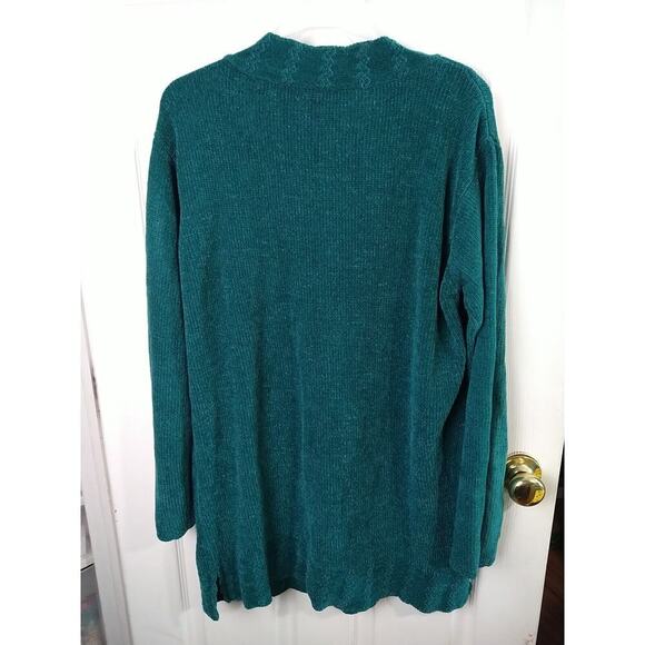 Outside Additions Woman L Sweater Kelly Green V Neck Tunic Side Slit - Picture 9 of 9